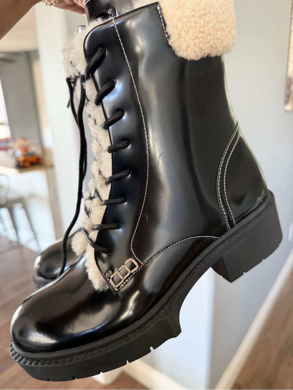Coach leighton shearling bootie